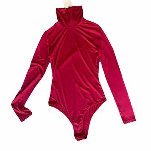 Vibrant Red Turtleneck Bodysuit